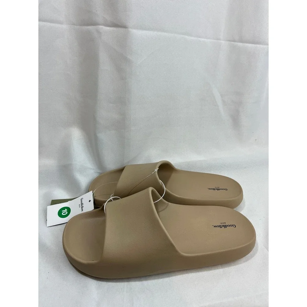 Goodfellow & Co Mens Slide Sandals Tan Beige Slip‎ On Comfort Shoes Size 10 NEW